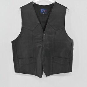 Vance Leathers Vest Mens‎ 46 Black Sleeveless Bike Motorcycle Snap Vintage 90s